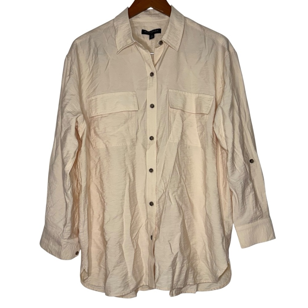 Banana Republic Cream Casual Button Down Shirt - Picture 2 of 6
